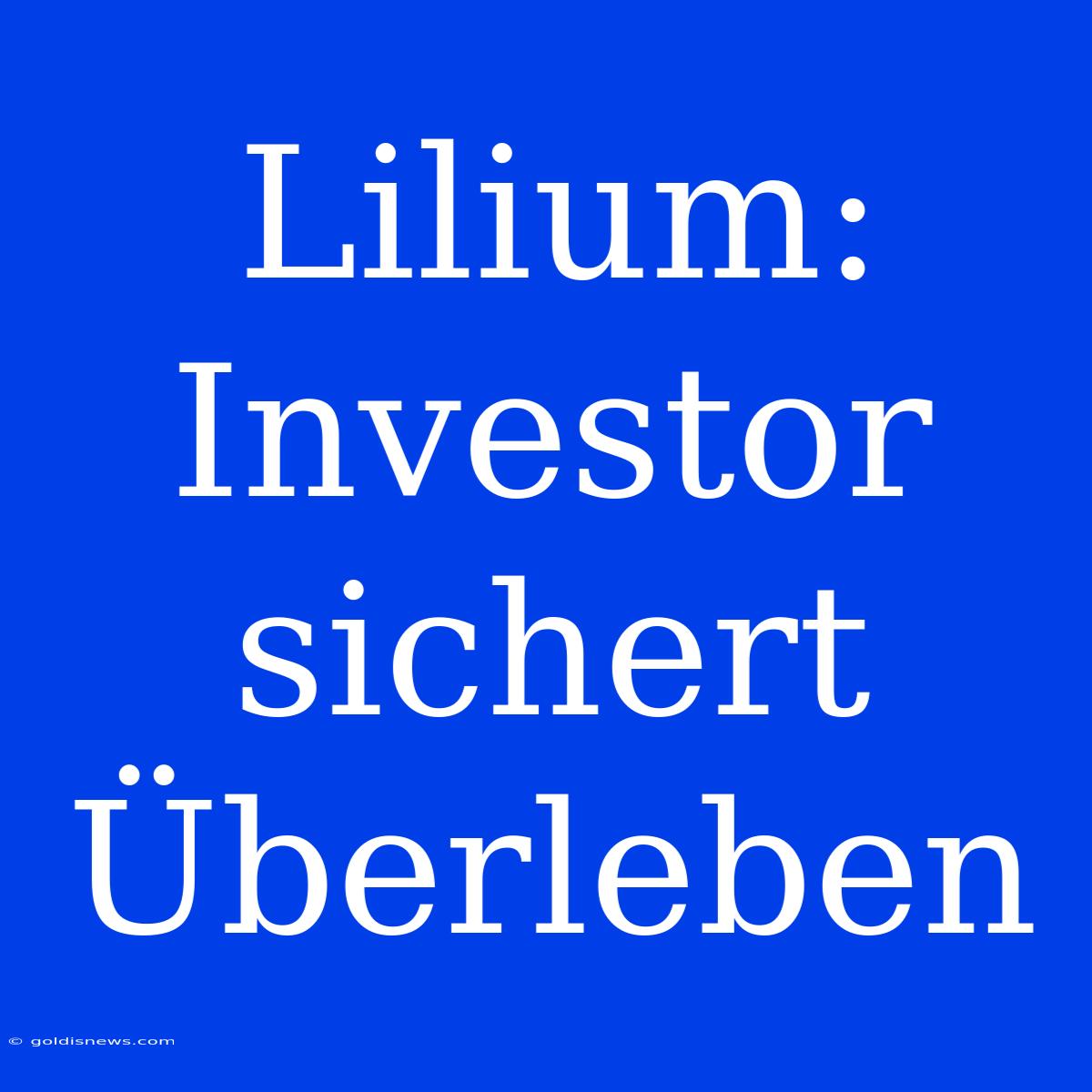 Lilium: Investor Sichert Überleben