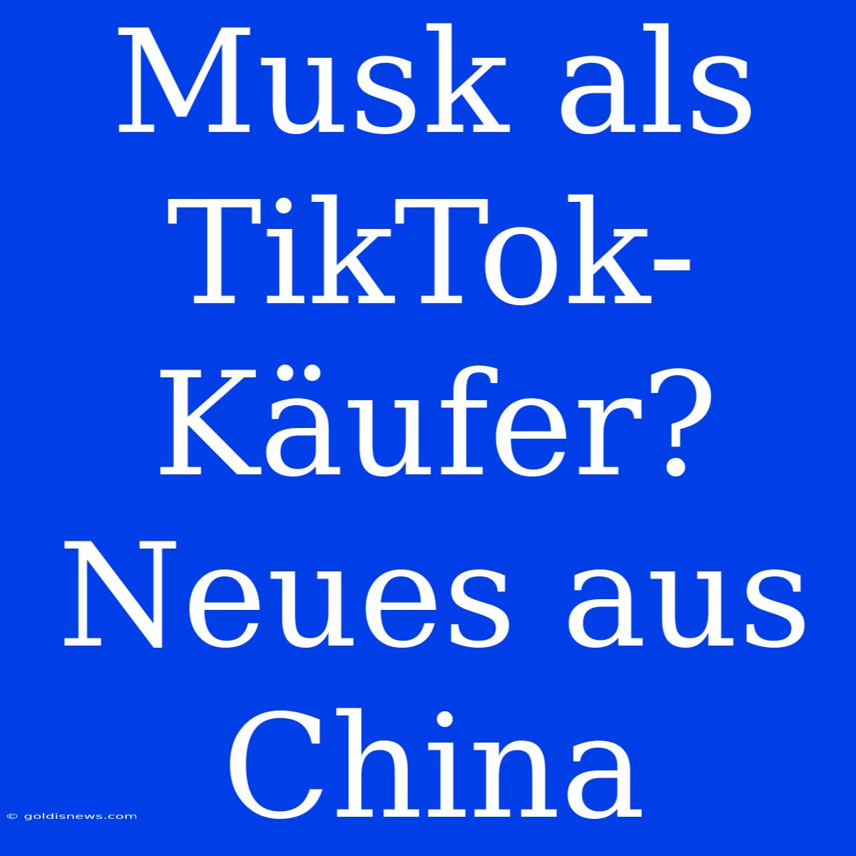 Musk Als TikTok-Käufer? Neues Aus China