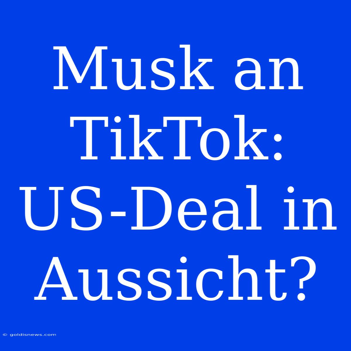 Musk An TikTok: US-Deal In Aussicht?