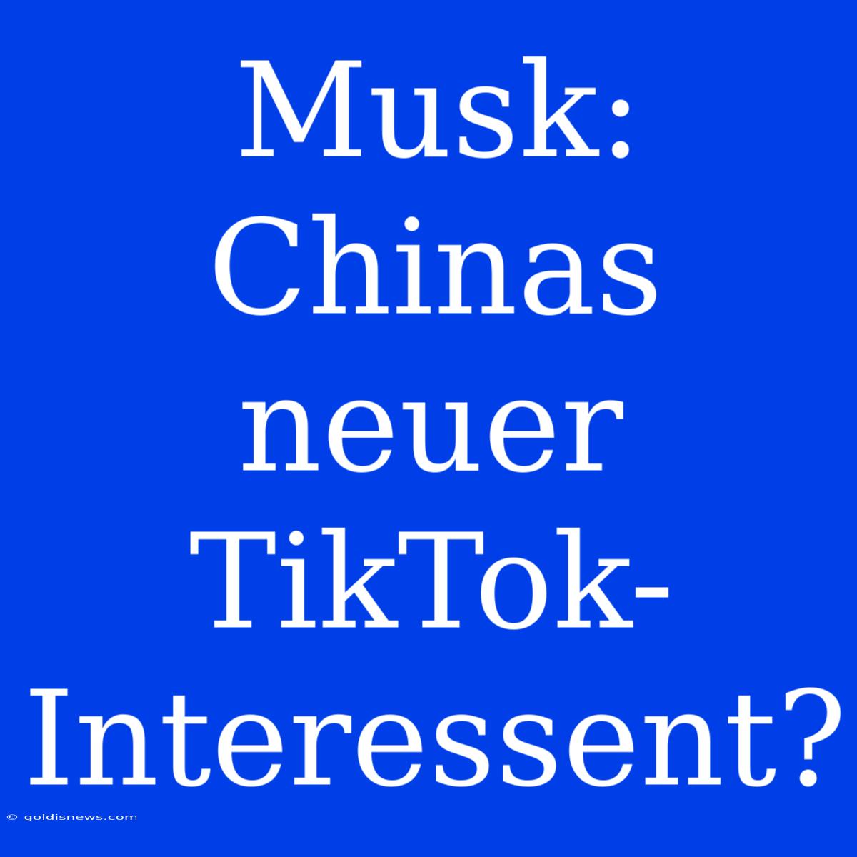 Musk: Chinas Neuer TikTok-Interessent?