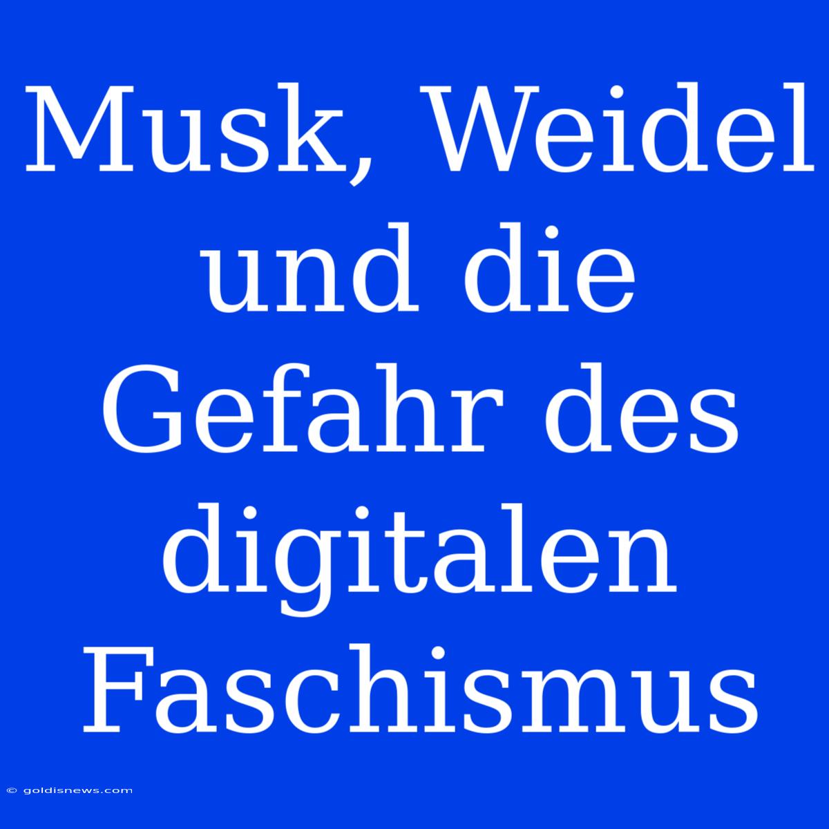 Musk, Weidel Und Die Gefahr Des Digitalen Faschismus