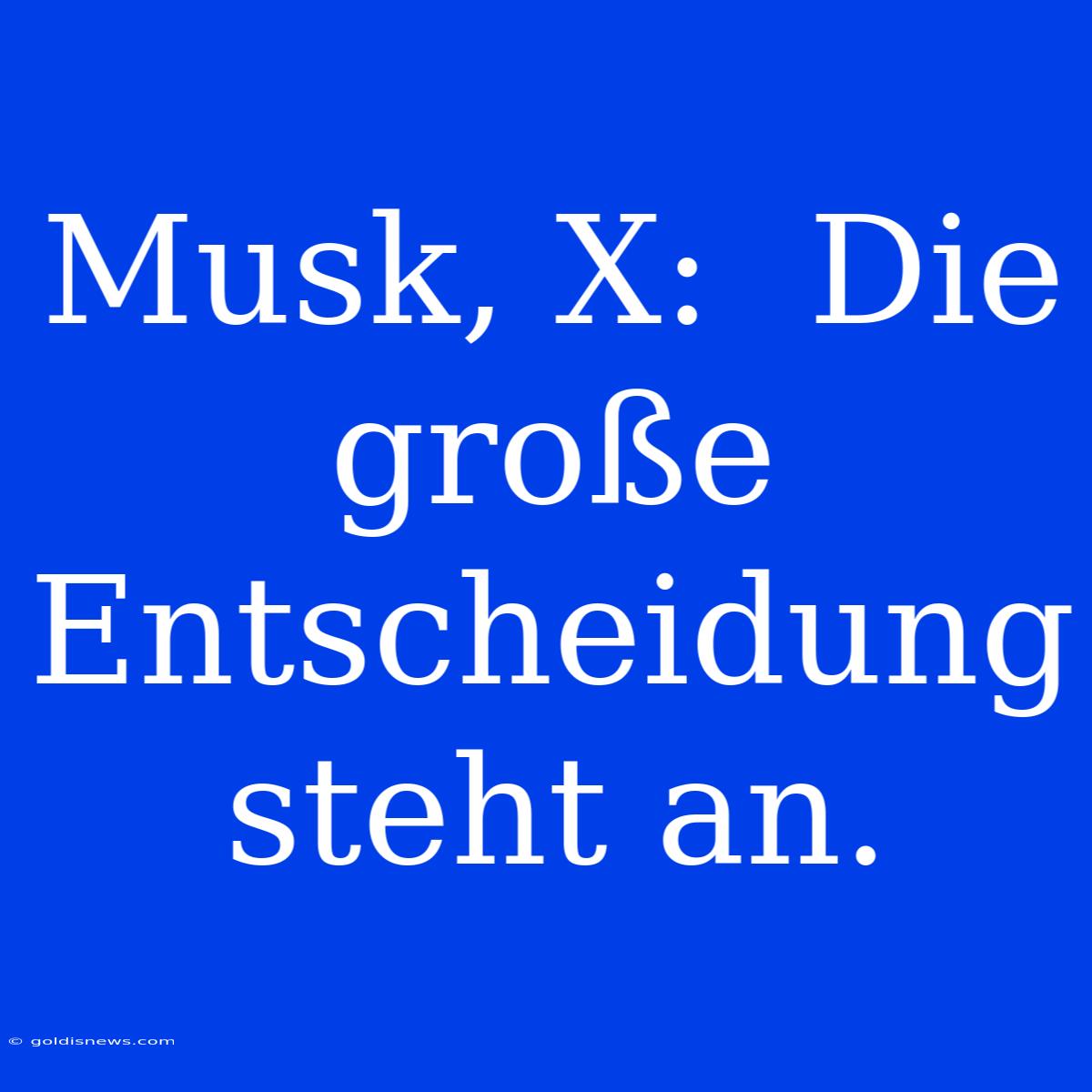 Musk, X:  Die Große Entscheidung Steht An.