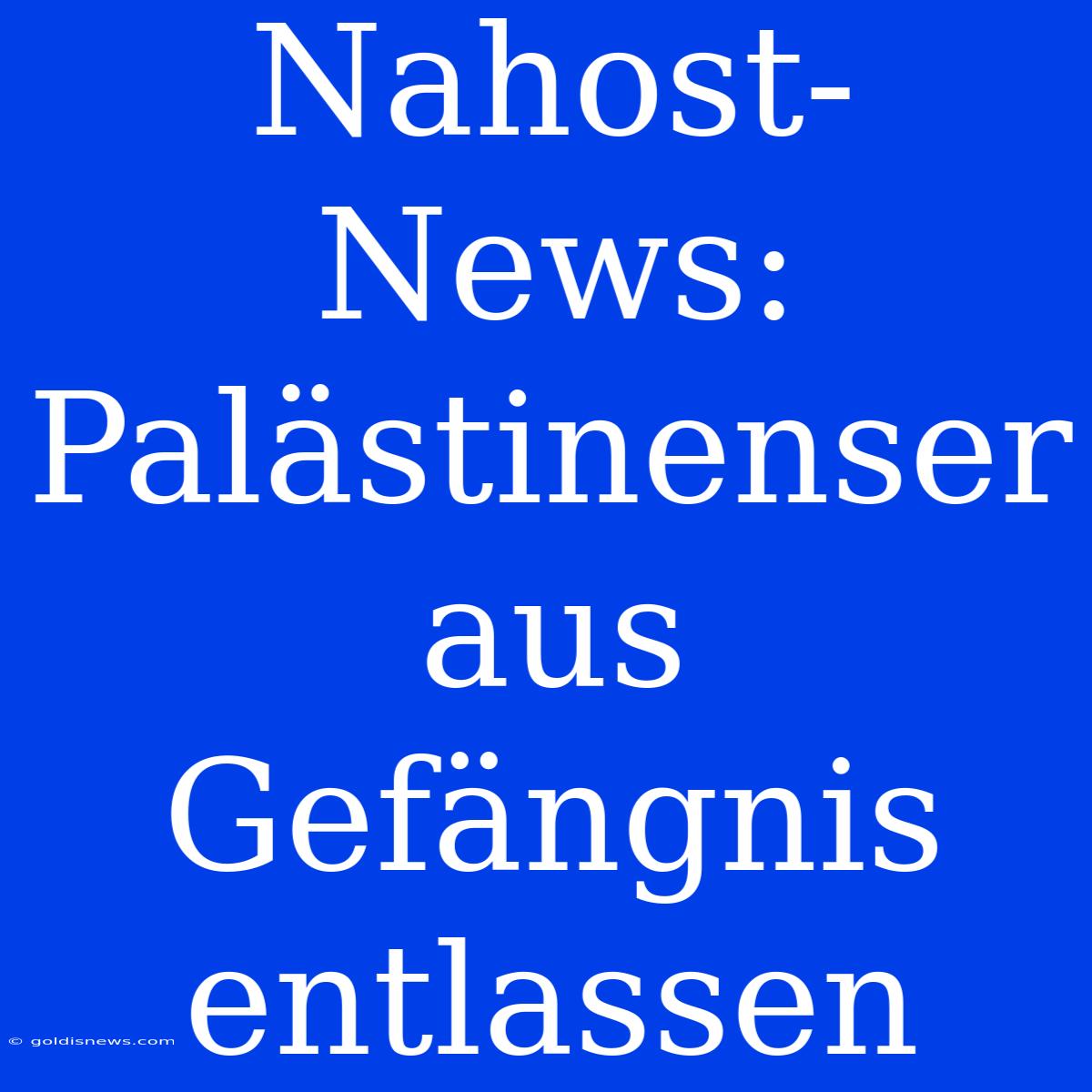 Nahost-News: Palästinenser Aus Gefängnis Entlassen