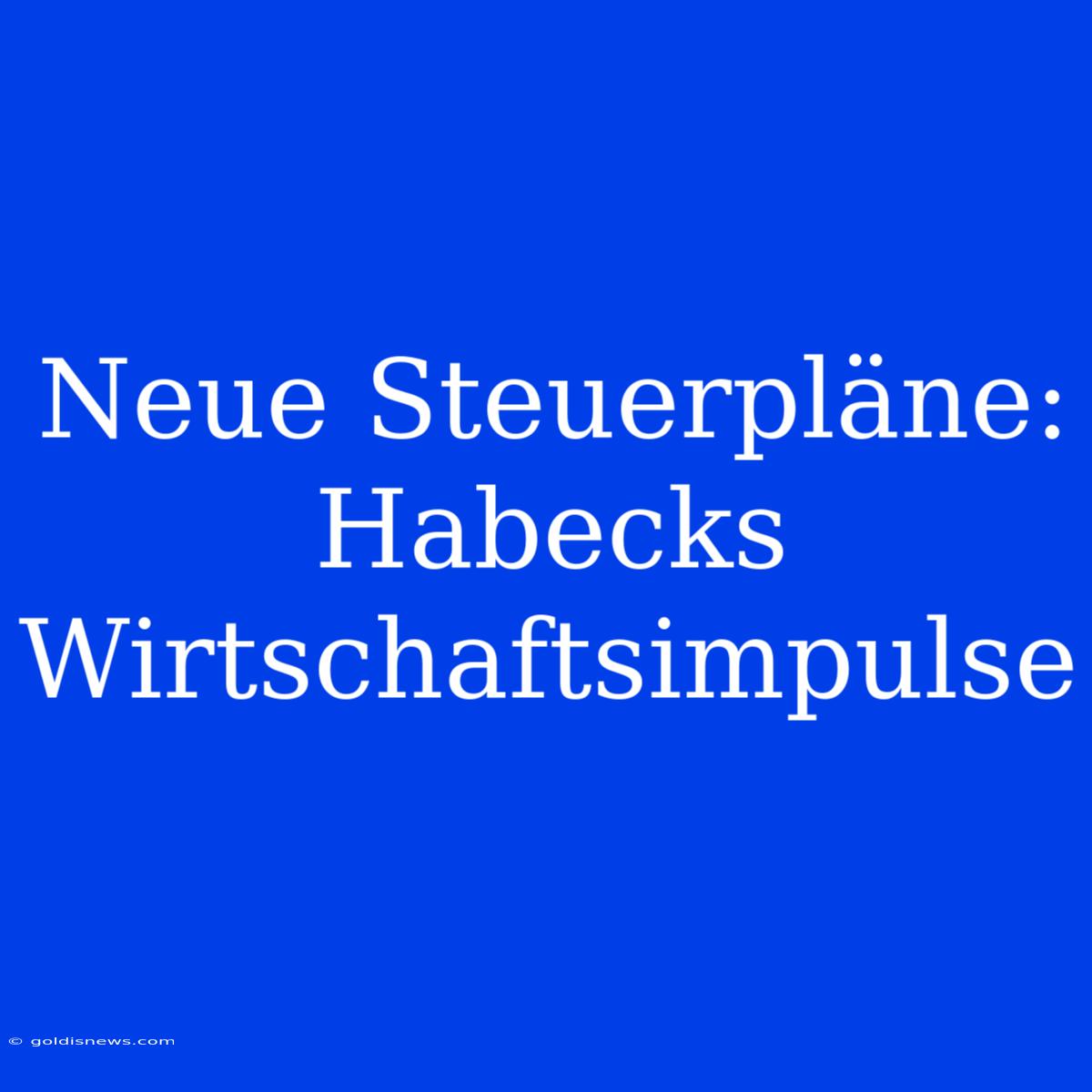 Neue Steuerpläne: Habecks Wirtschaftsimpulse