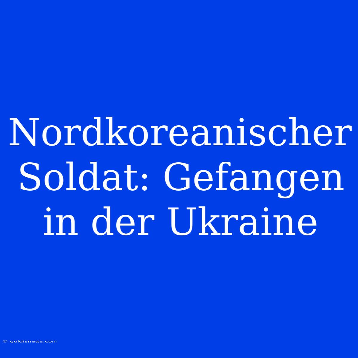 Nordkoreanischer Soldat: Gefangen In Der Ukraine