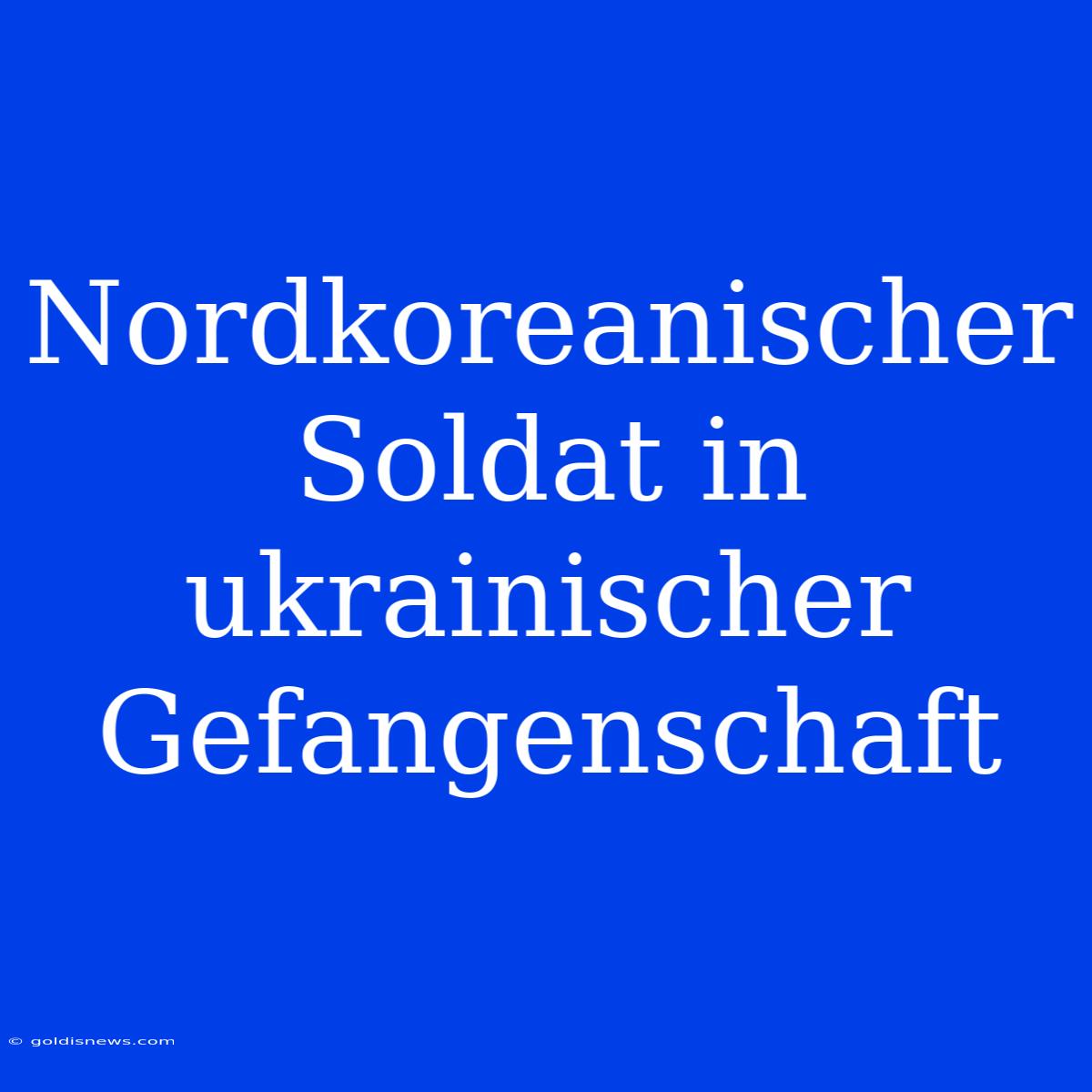 Nordkoreanischer Soldat In Ukrainischer Gefangenschaft