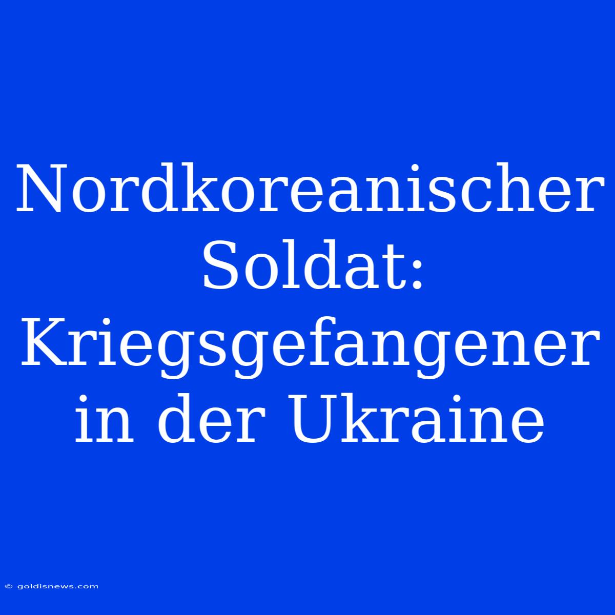 Nordkoreanischer Soldat: Kriegsgefangener In Der Ukraine