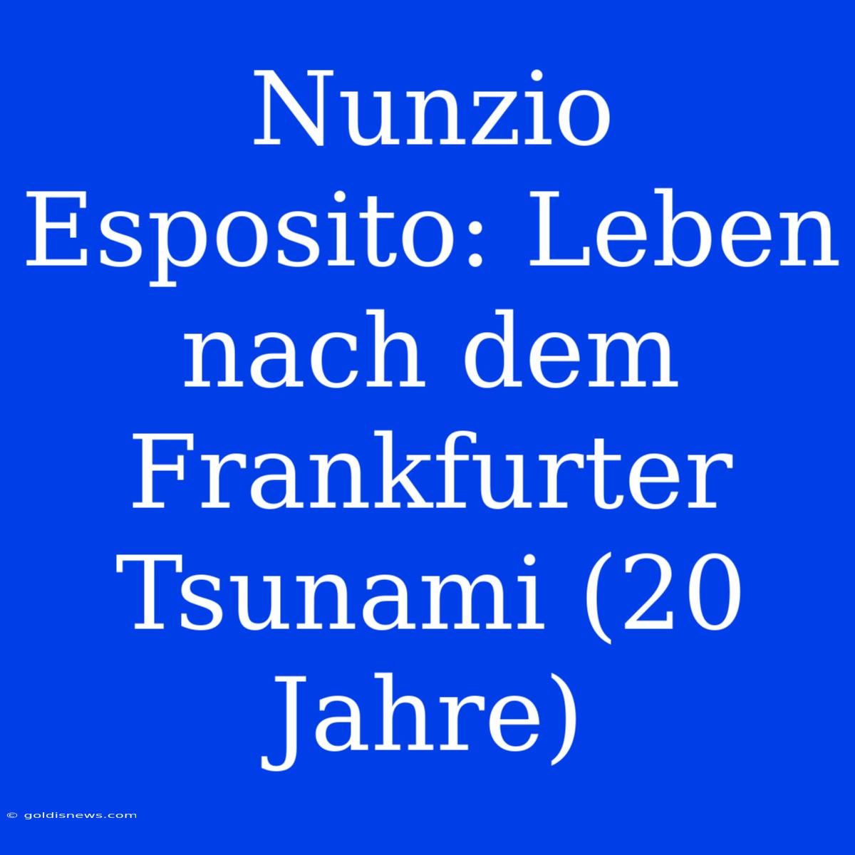 Nunzio Esposito: Leben Nach Dem Frankfurter Tsunami (20 Jahre)