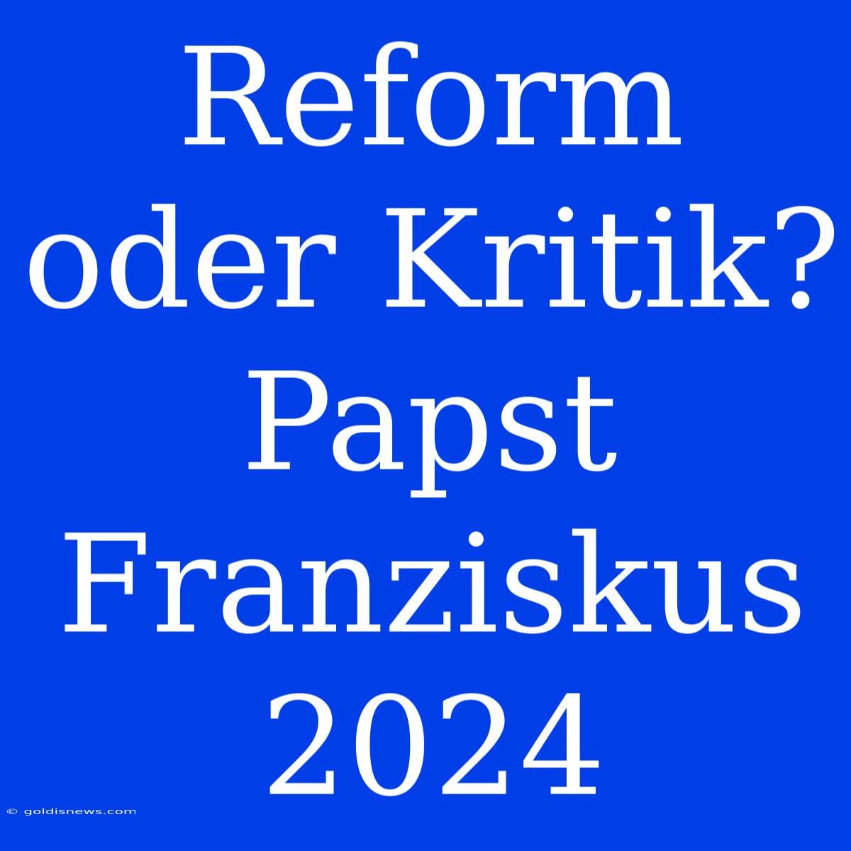 Reform Oder Kritik? Papst Franziskus 2024