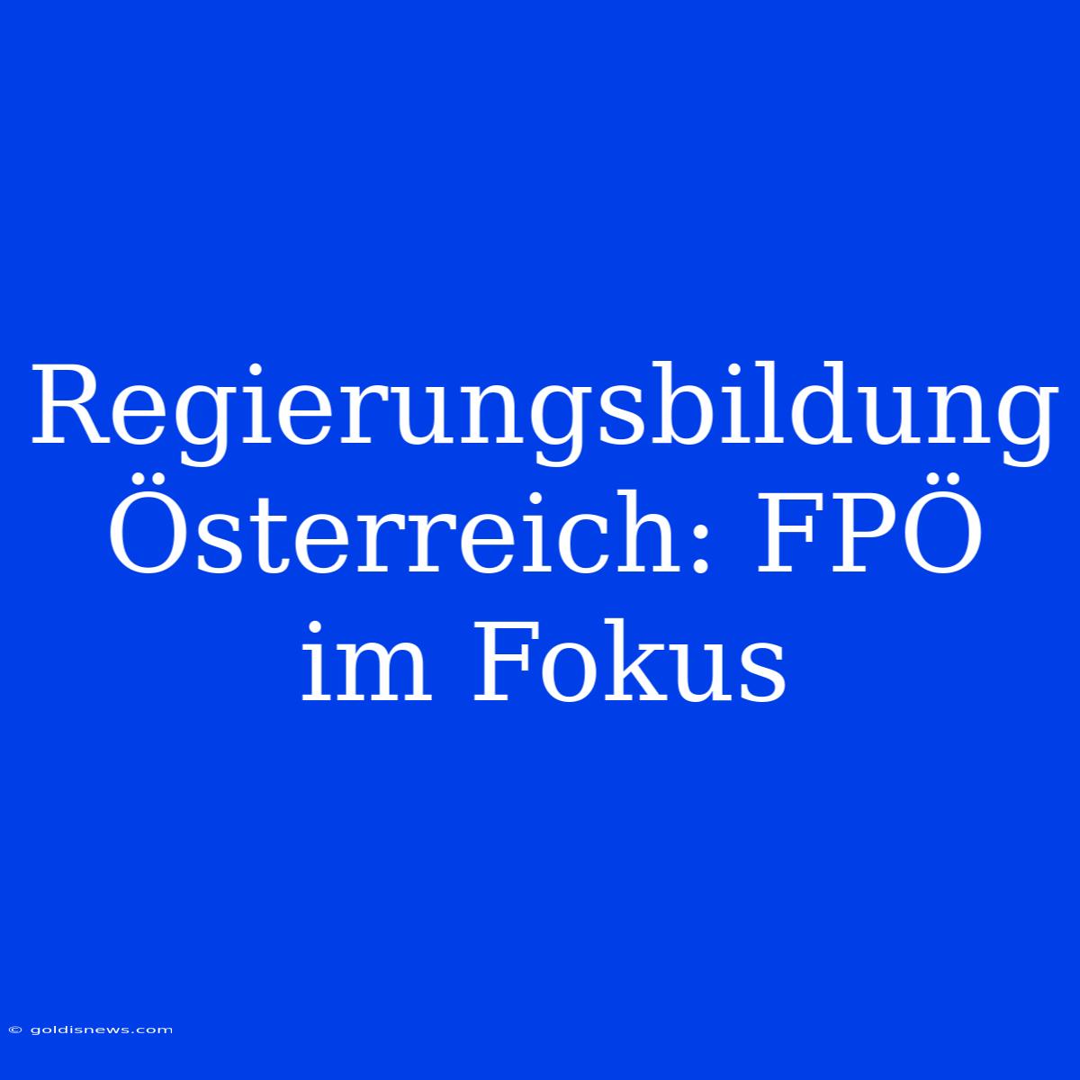 Regierungsbildung Österreich: FPÖ Im Fokus