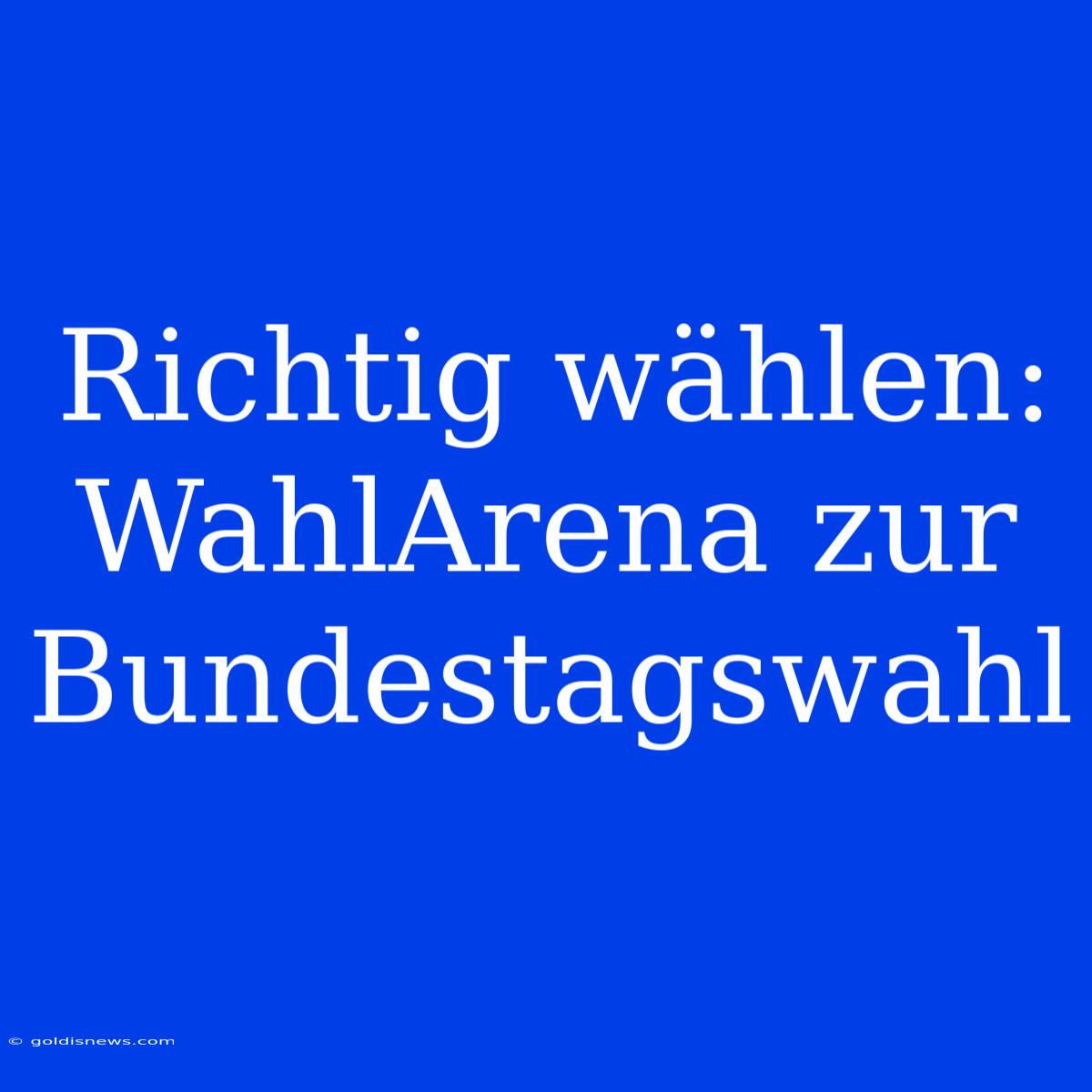 Richtig Wählen: WahlArena Zur Bundestagswahl