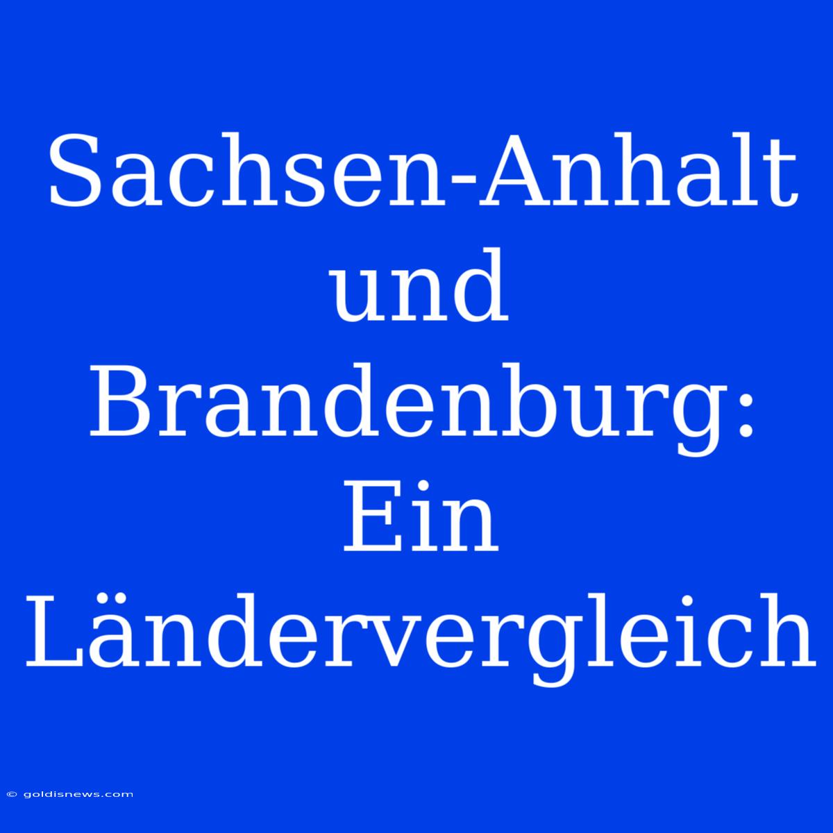 Sachsen-Anhalt Und Brandenburg: Ein Ländervergleich