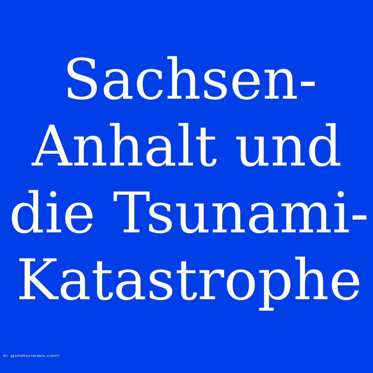 Sachsen-Anhalt Und Die Tsunami-Katastrophe