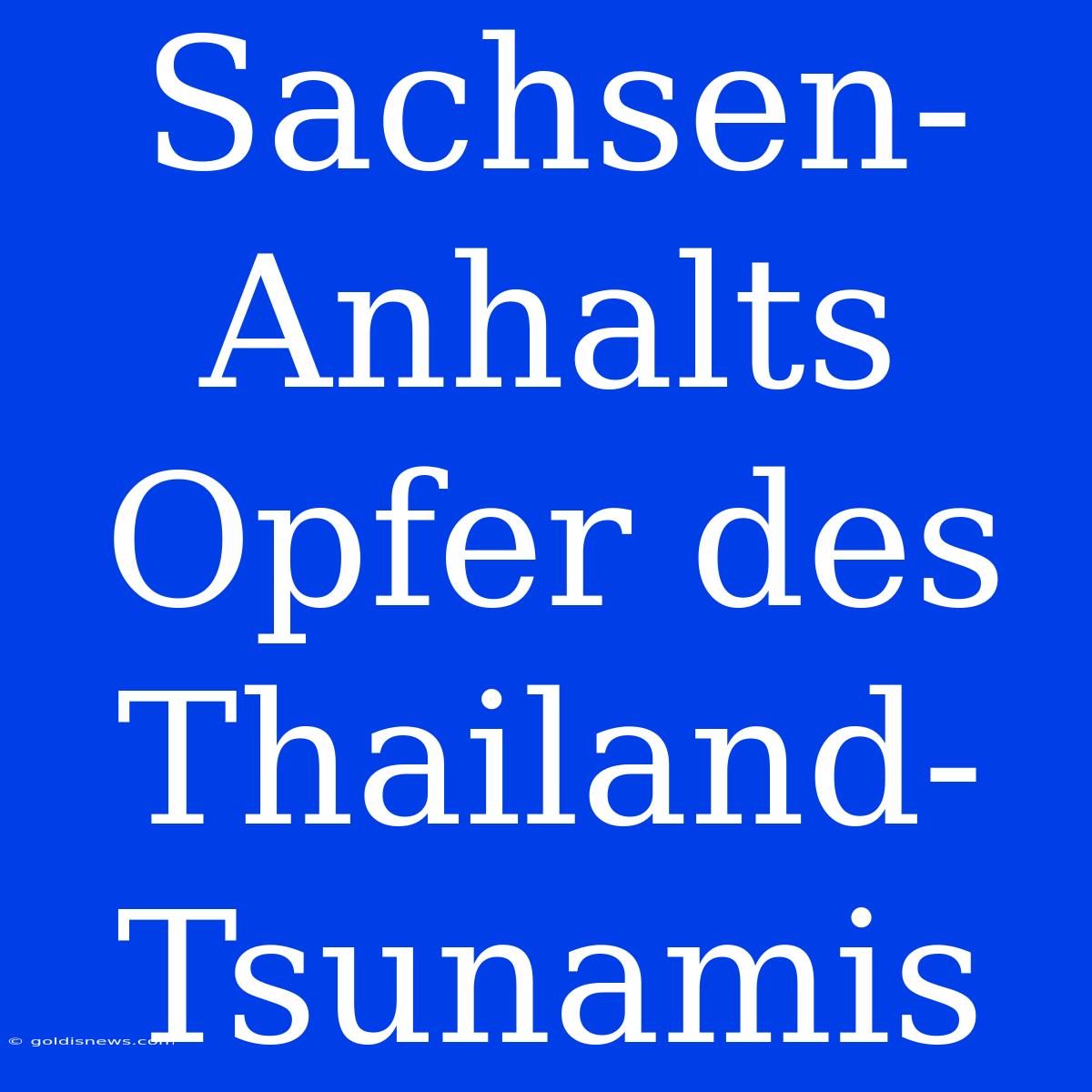 Sachsen-Anhalts Opfer Des Thailand-Tsunamis