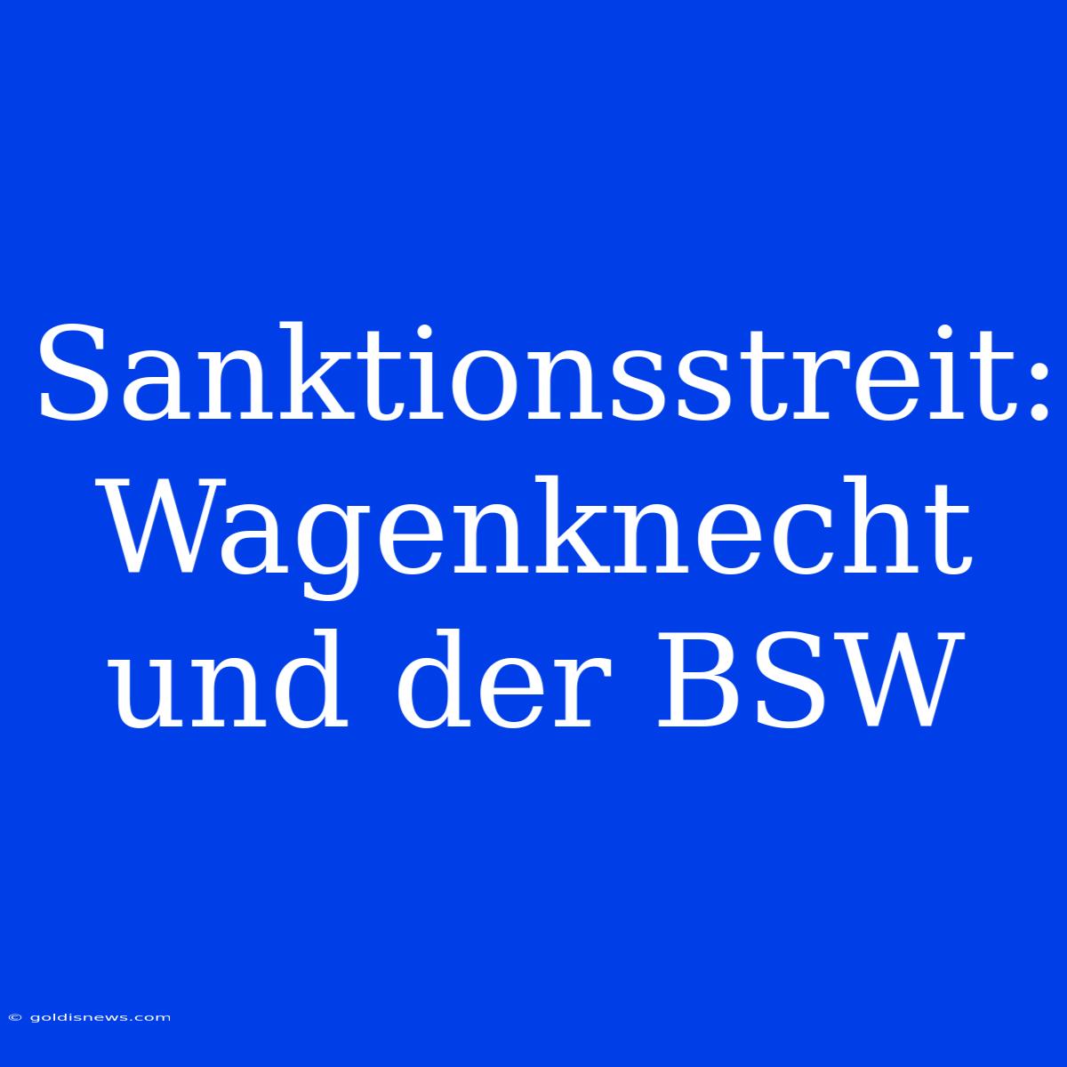 Sanktionsstreit: Wagenknecht Und Der BSW