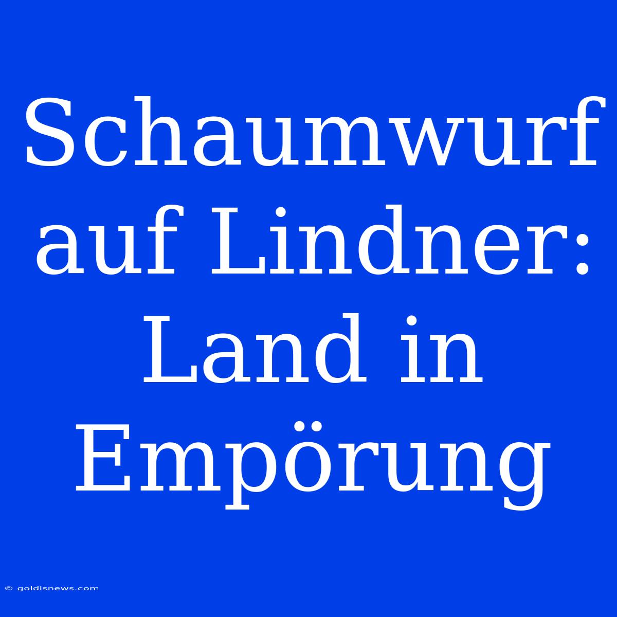 Schaumwurf Auf Lindner:  Land In Empörung