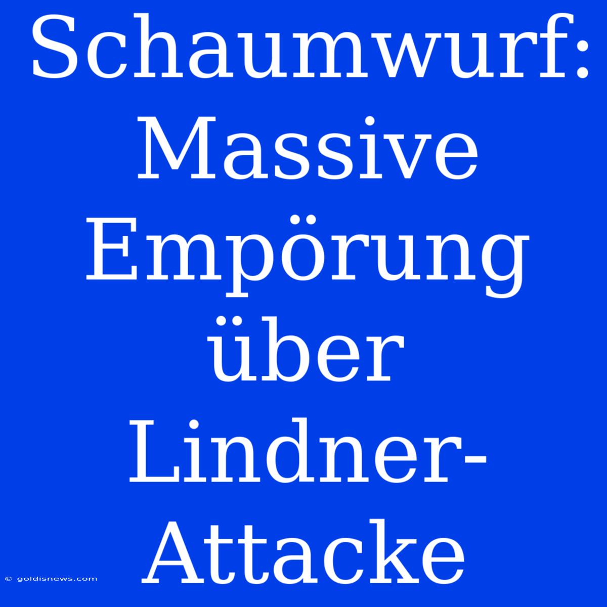 Schaumwurf:  Massive Empörung Über Lindner-Attacke