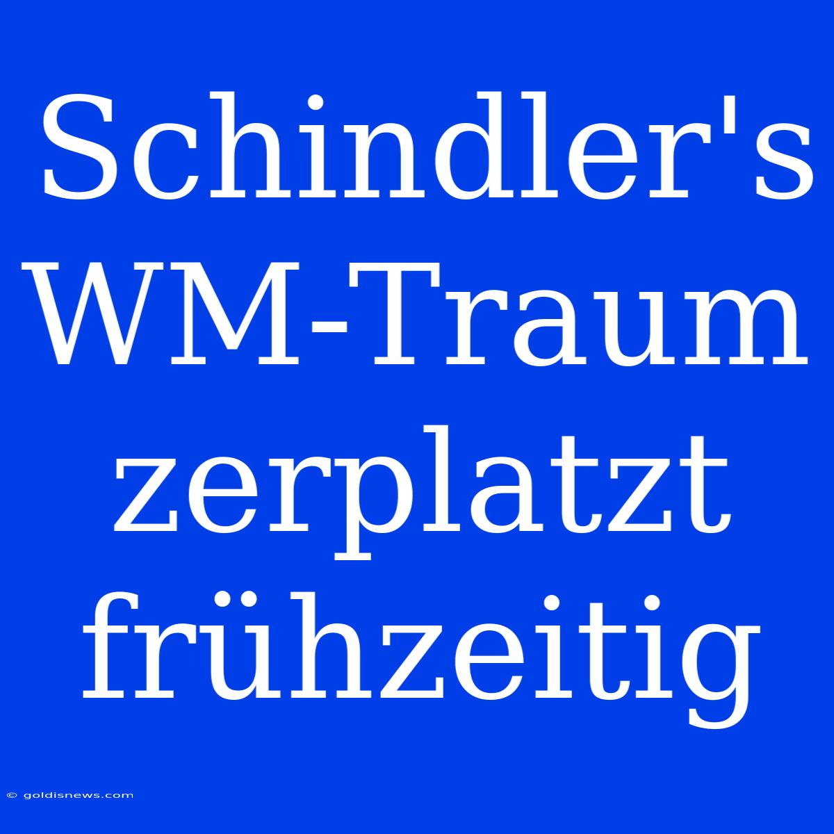 Schindler's WM-Traum Zerplatzt Frühzeitig