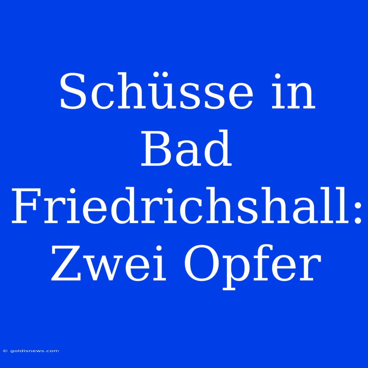 Schüsse In Bad Friedrichshall: Zwei Opfer