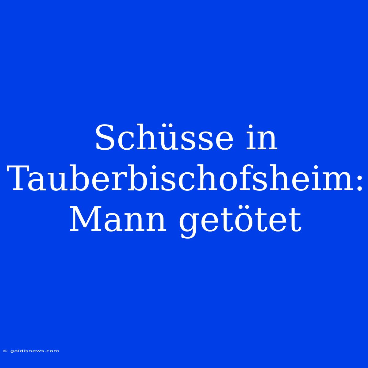 Schüsse In Tauberbischofsheim: Mann Getötet