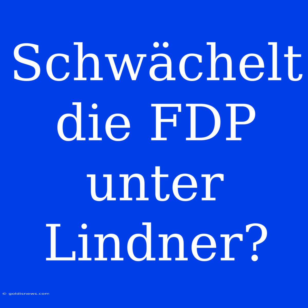 Schwächelt Die FDP Unter Lindner?