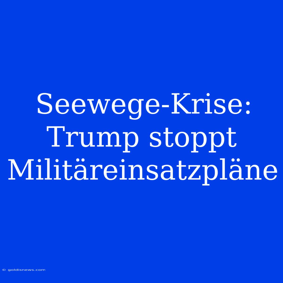 Seewege-Krise: Trump Stoppt Militäreinsatzpläne