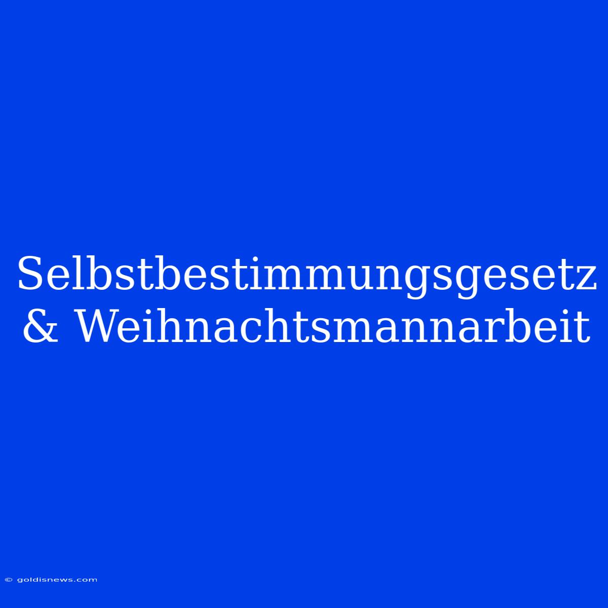 Selbstbestimmungsgesetz & Weihnachtsmannarbeit