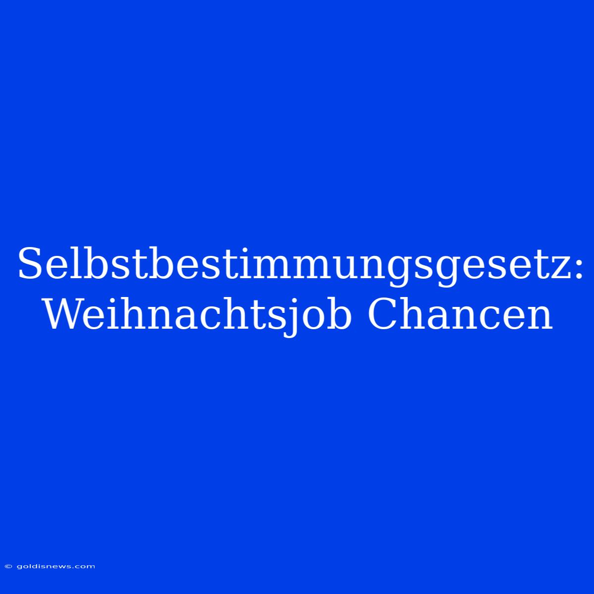 Selbstbestimmungsgesetz:  Weihnachtsjob Chancen