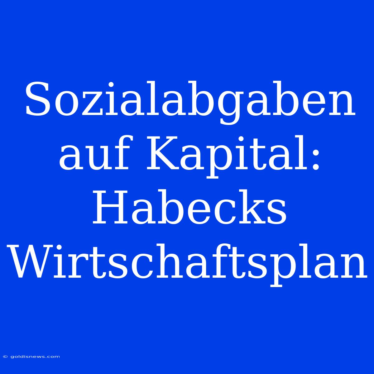 Sozialabgaben Auf Kapital: Habecks Wirtschaftsplan