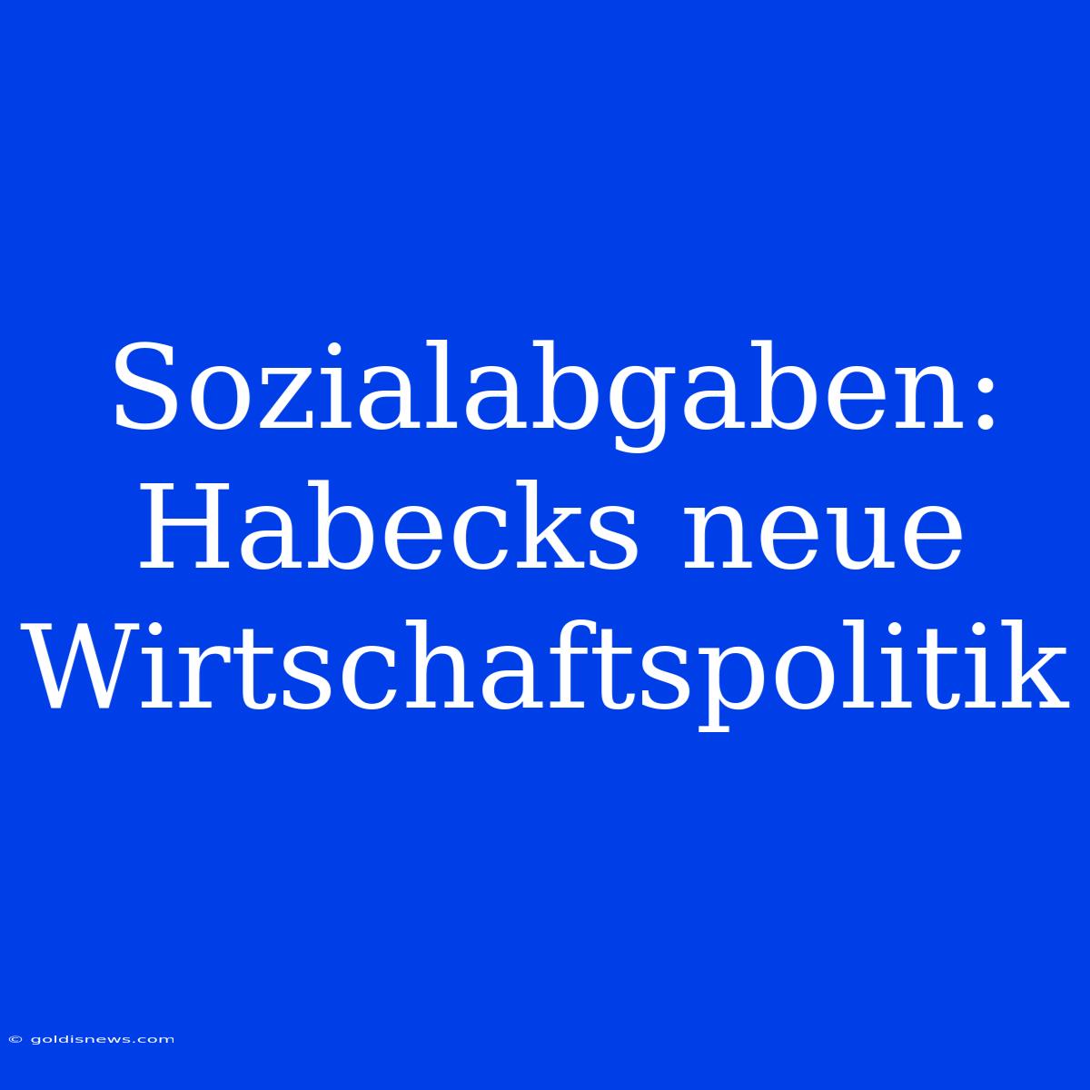 Sozialabgaben: Habecks Neue Wirtschaftspolitik