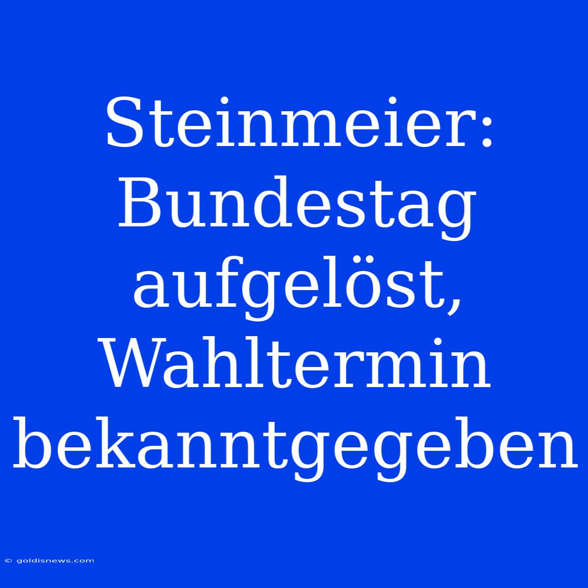 Steinmeier: Bundestag Aufgelöst, Wahltermin Bekanntgegeben