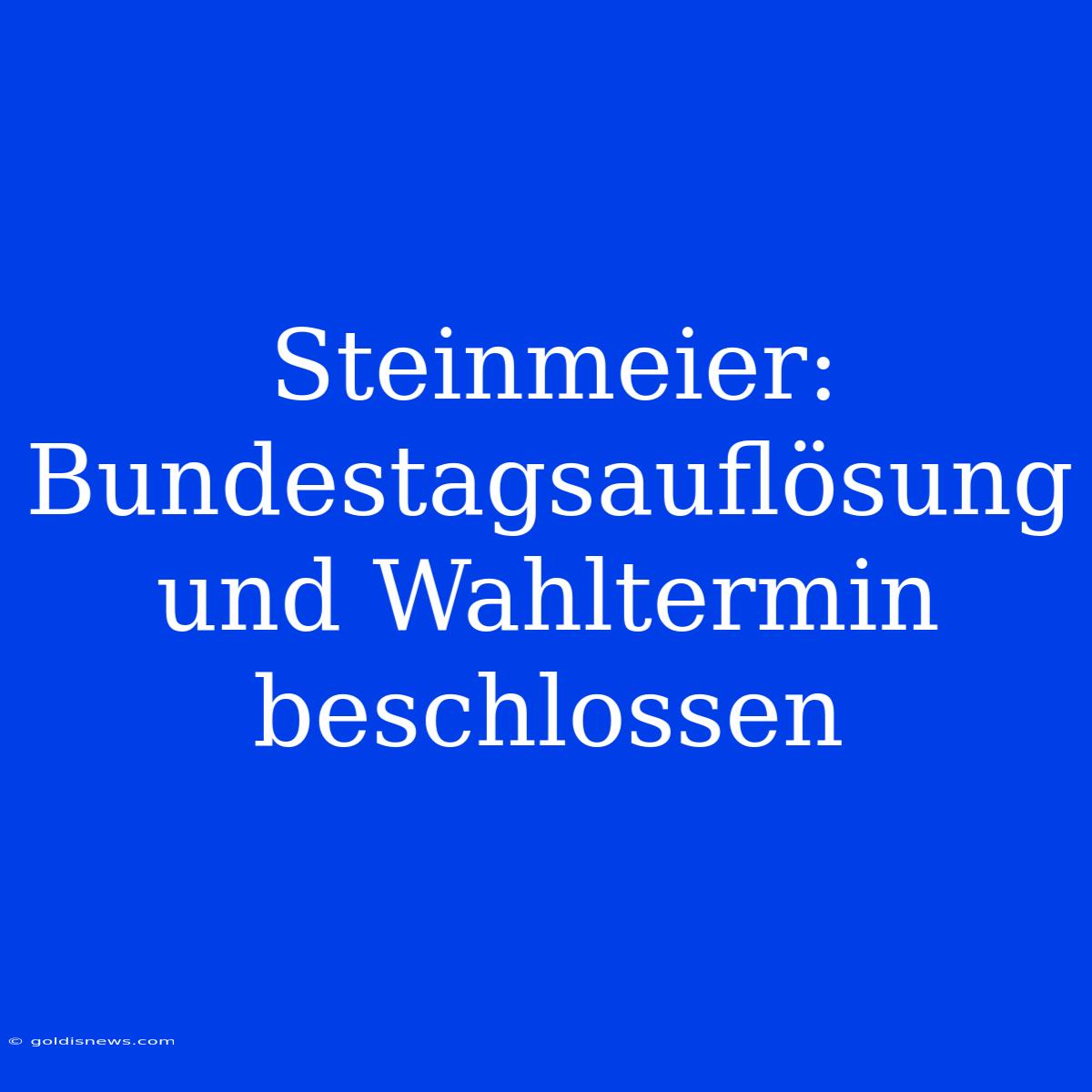 Steinmeier: Bundestagsauflösung Und Wahltermin Beschlossen