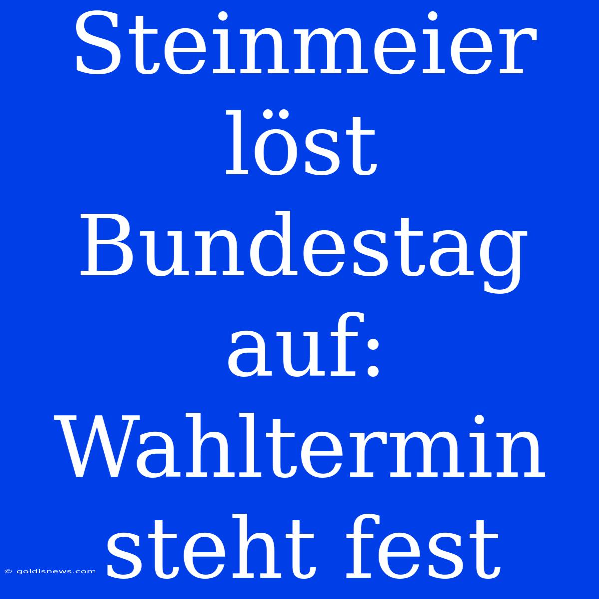 Steinmeier Löst Bundestag Auf: Wahltermin Steht Fest