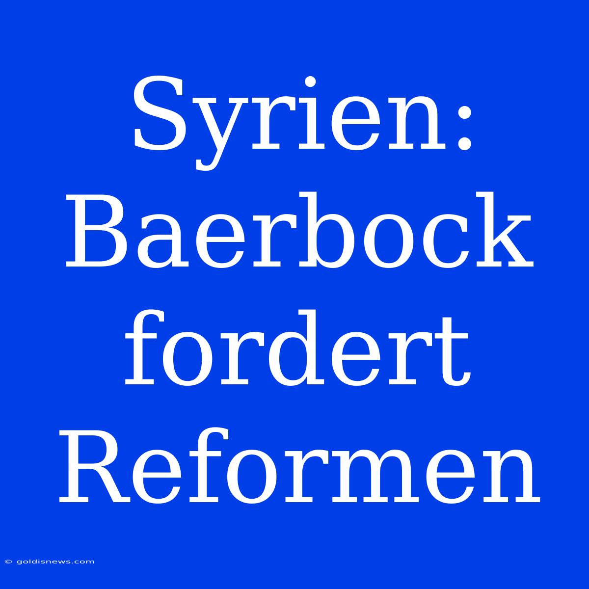 Syrien:  Baerbock Fordert Reformen