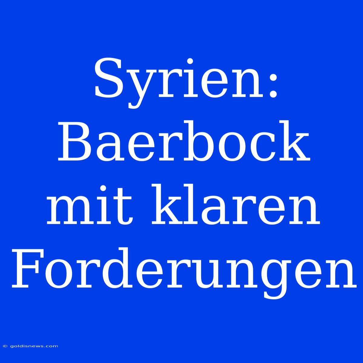 Syrien: Baerbock Mit Klaren Forderungen