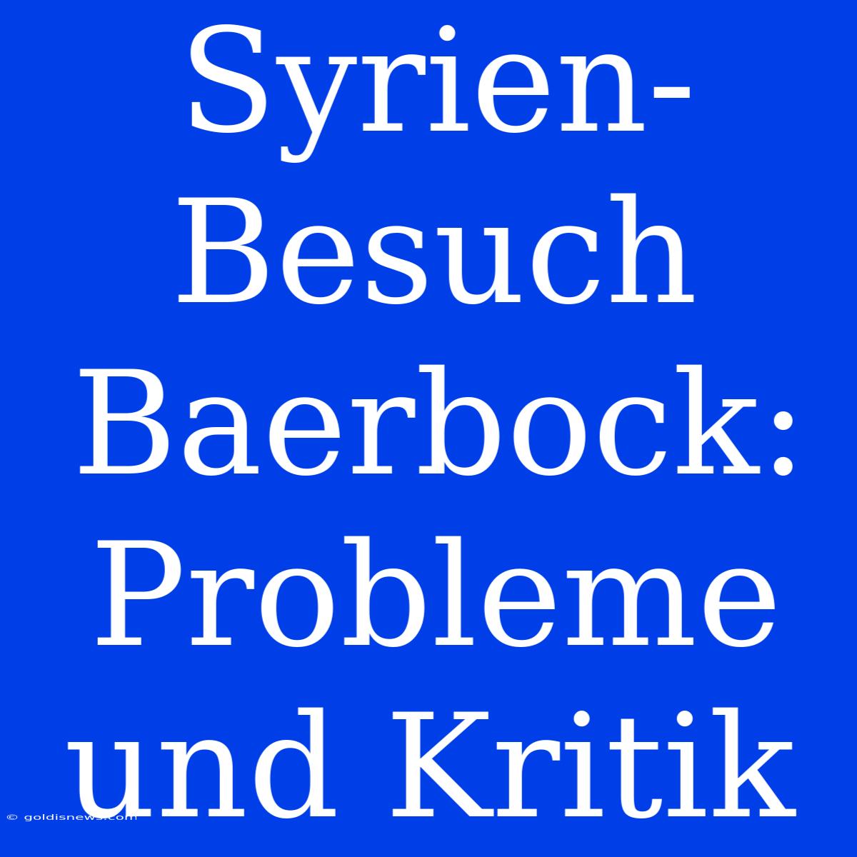 Syrien-Besuch Baerbock: Probleme Und Kritik