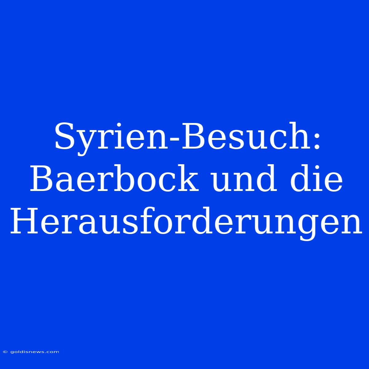 Syrien-Besuch:  Baerbock Und Die Herausforderungen