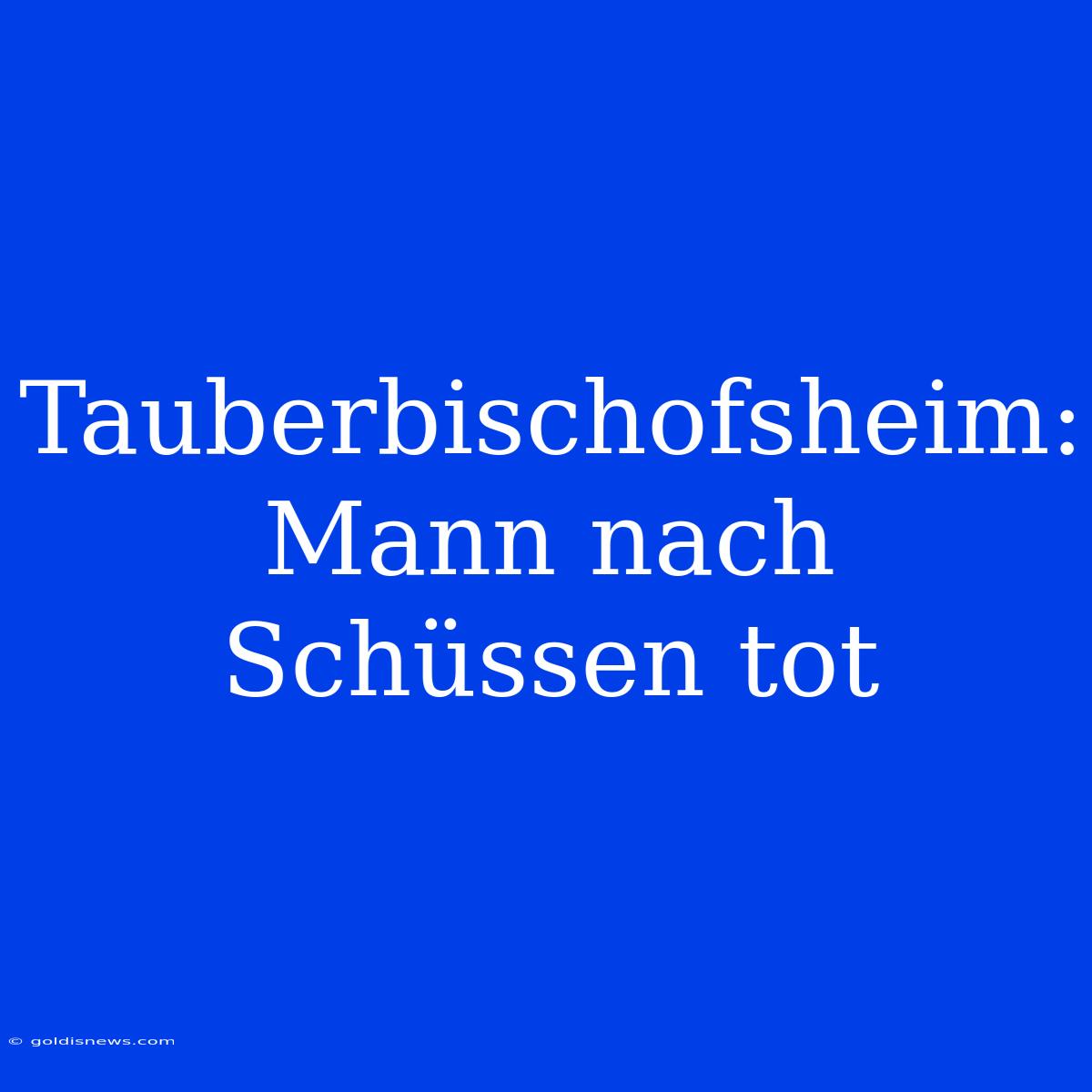 Tauberbischofsheim: Mann Nach Schüssen Tot