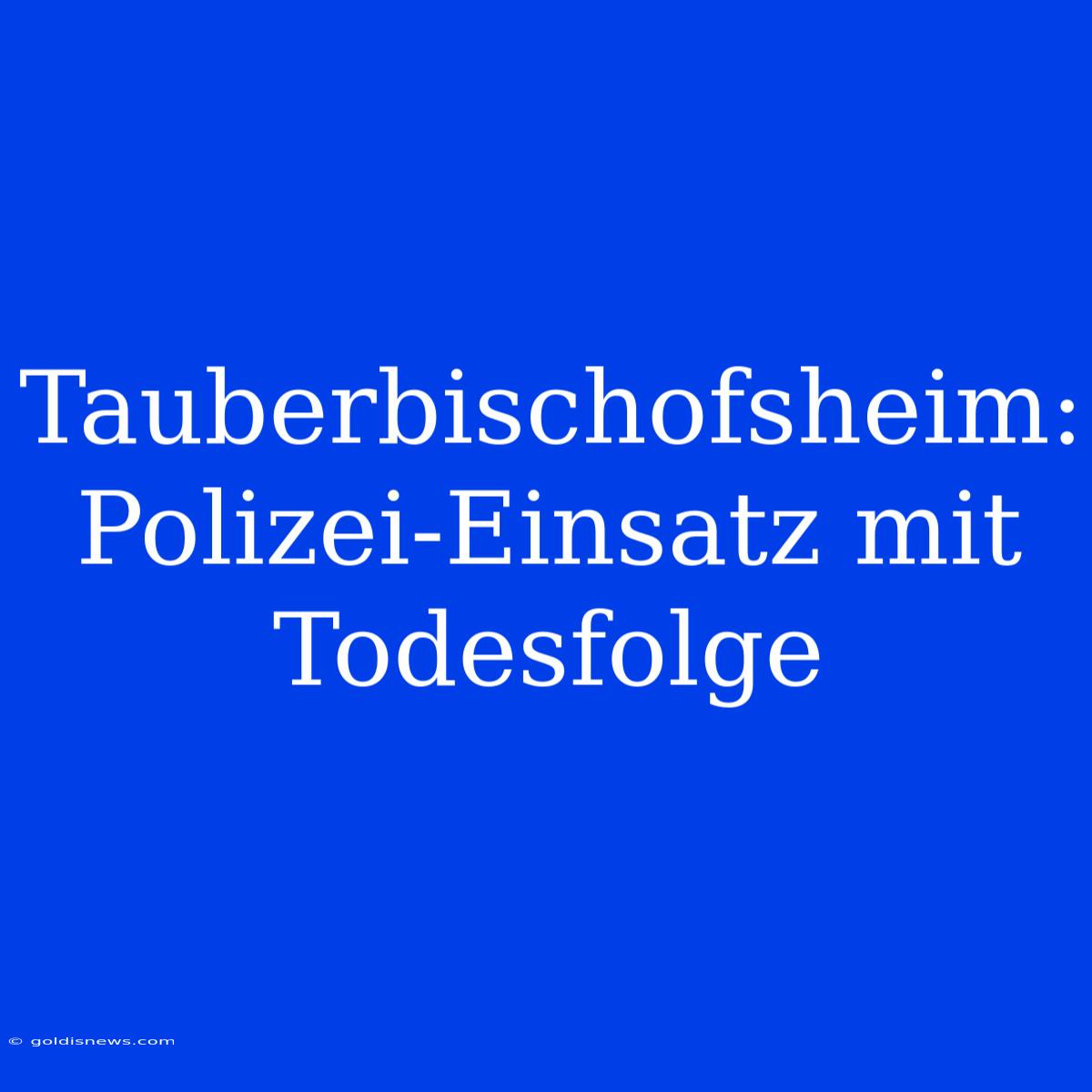 Tauberbischofsheim: Polizei-Einsatz Mit Todesfolge