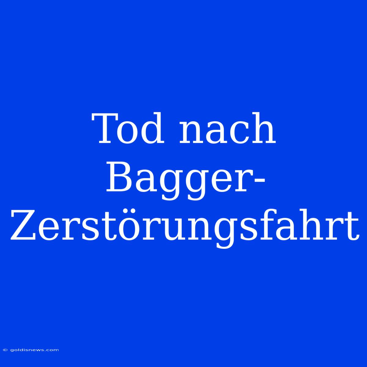 Tod Nach Bagger-Zerstörungsfahrt