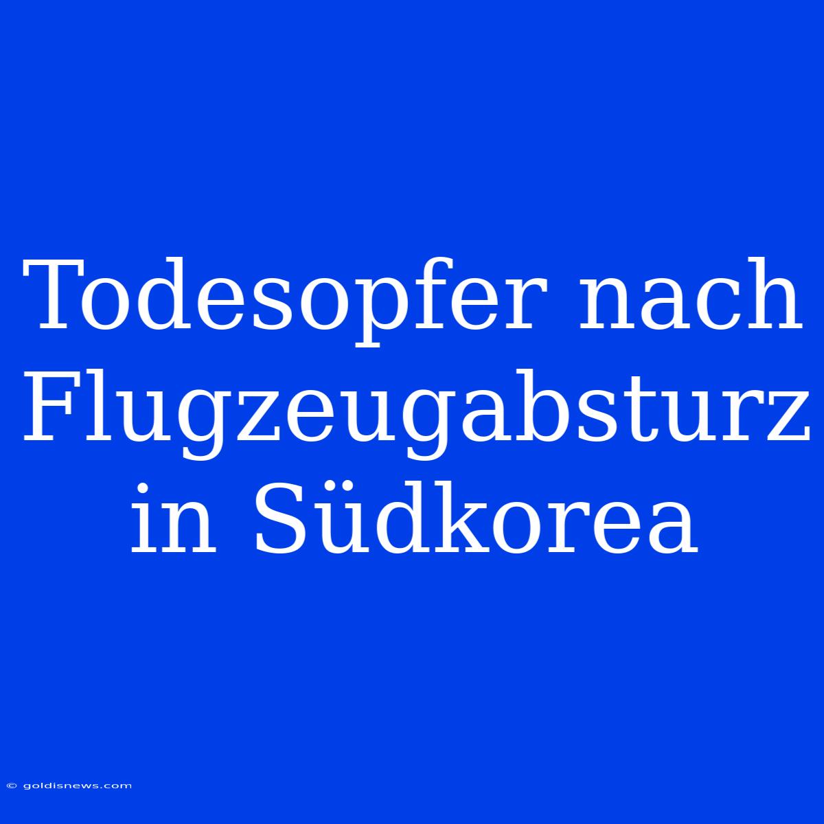 Todesopfer Nach Flugzeugabsturz In Südkorea