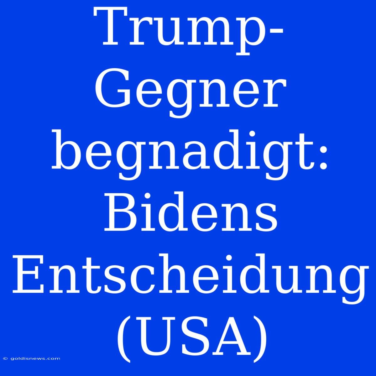 Trump-Gegner Begnadigt: Bidens Entscheidung (USA)