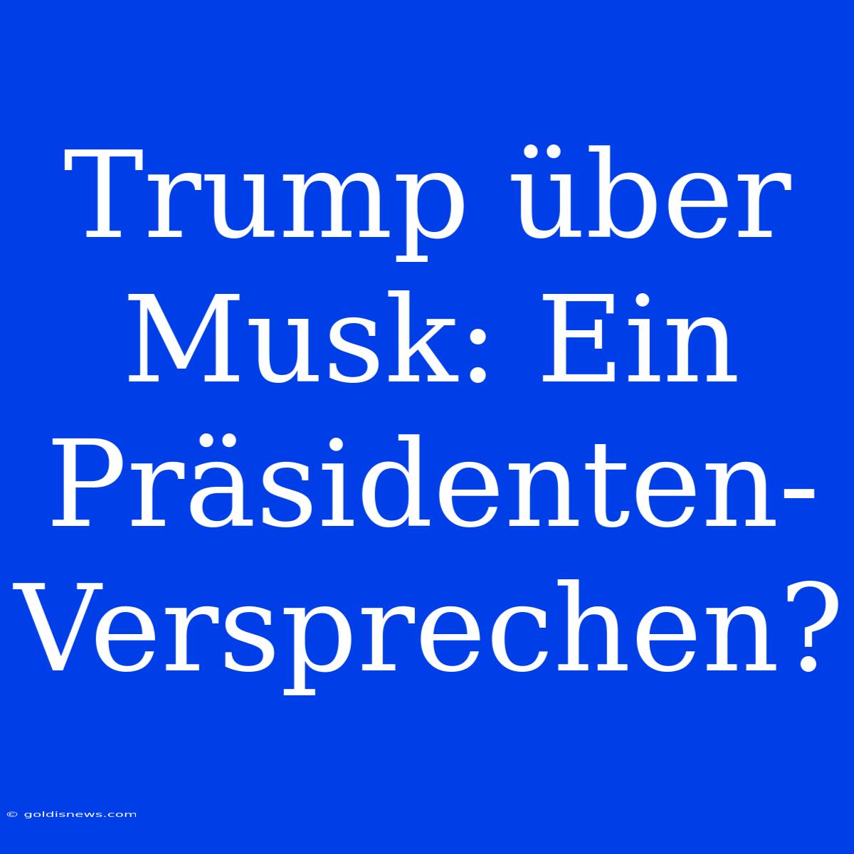 Trump Über Musk: Ein Präsidenten-Versprechen?