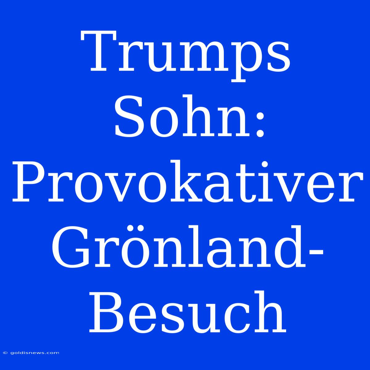 Trumps Sohn: Provokativer Grönland-Besuch