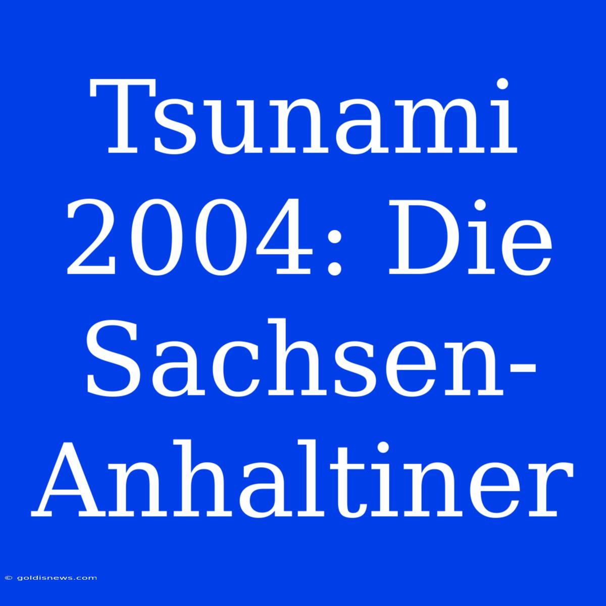 Tsunami 2004: Die Sachsen-Anhaltiner