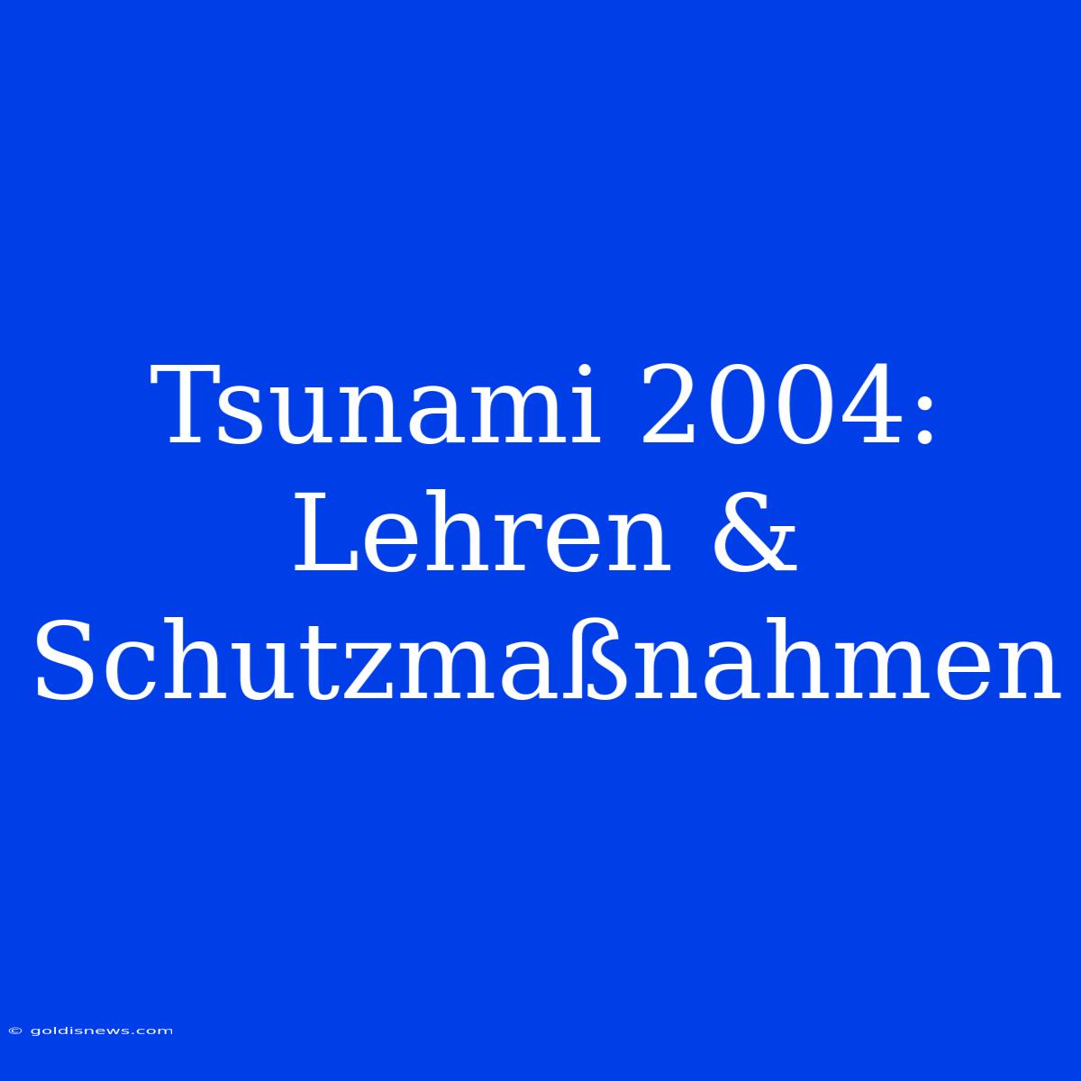 Tsunami 2004: Lehren & Schutzmaßnahmen