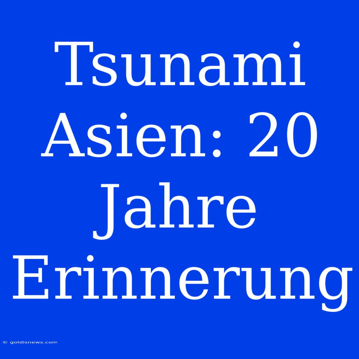 Tsunami Asien: 20 Jahre Erinnerung