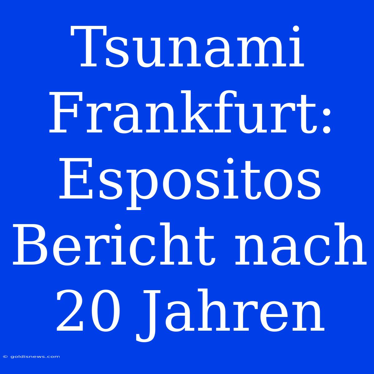 Tsunami Frankfurt: Espositos Bericht Nach 20 Jahren