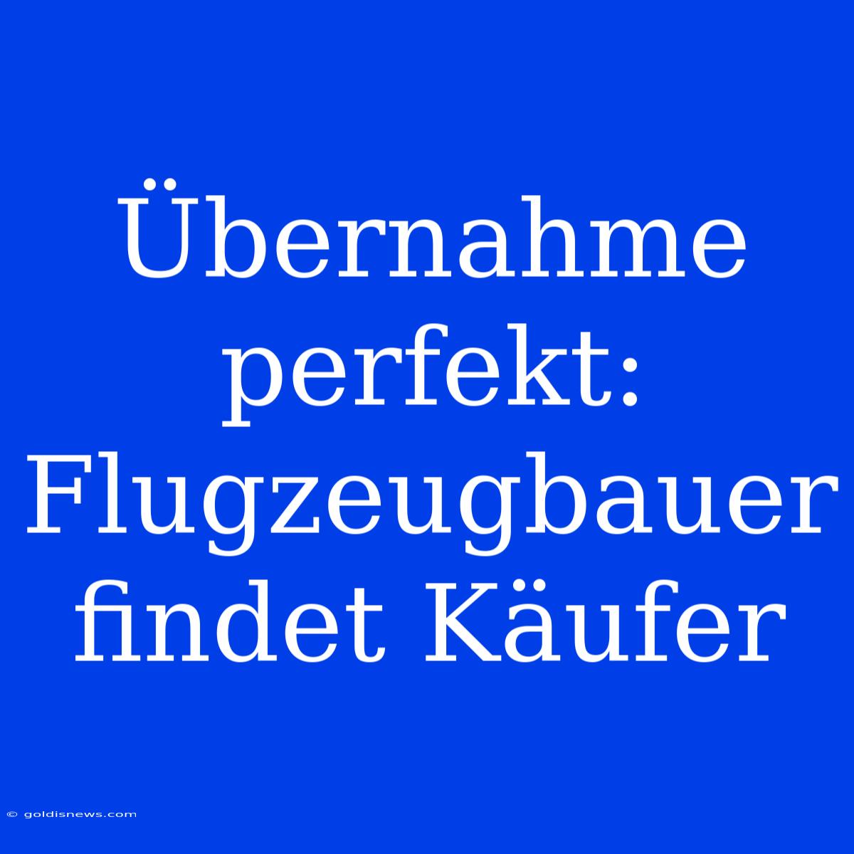 Übernahme Perfekt: Flugzeugbauer Findet Käufer