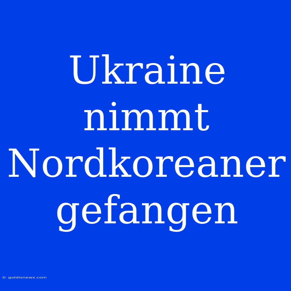 Ukraine Nimmt Nordkoreaner Gefangen